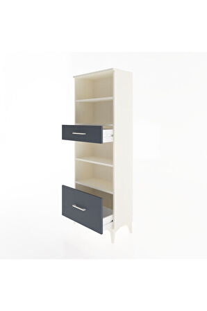 Arges Dolap 4 Raflı 2 Çekmeceli 60x30x163 Aytaşı-Antrasit