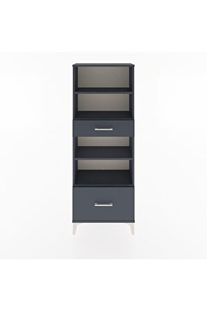 Arges Dolap 4 Raflı 2 Çekmeceli 60x30x163 Antrasit-Antrasit