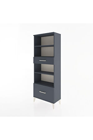 Arges Dolap 4 Raflı 2 Çekmeceli 60x30x163 Antrasit-Antrasit