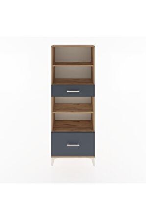 Arges Dolap 4 Raflı 2 Çekmeceli 60x30x163 Çam-Antrasit