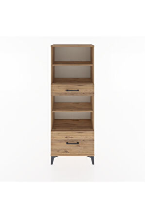 Arges Dolap 4 Raflı 2 Çekmeceli 60x30x163 Çam-Çam