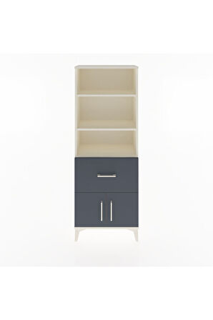 Arges Dolap 3 Raflı Tek Çekmeceli 2 Kapaklı 60x30x163 Aytaşı-Antrasit