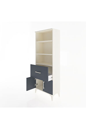 Arges Dolap 3 Raflı Tek Çekmeceli 2 Kapaklı 60x30x163 Aytaşı-Antrasit