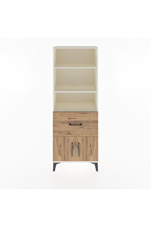 Arges Dolap 3 Raflı Tek Çekmeceli 2 Kapaklı 60x30x163 Aytaşı-Çam