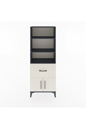 Arges Dolap 3 Raflı Tek Çekmeceli 2 Kapaklı 60x30x163 Antrasit-Aytaşı