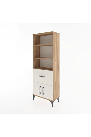 Arges Dolap 3 Raflı Tek Çekmeceli 2 Kapaklı 60x30x163 Çam-Aytaşı