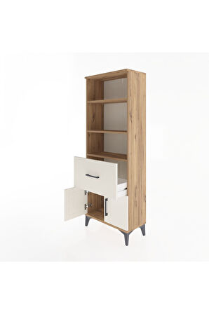 Arges Dolap 3 Raflı Tek Çekmeceli 2 Kapaklı 60x30x163 Çam-Aytaşı