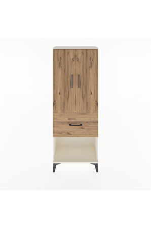 Arges Dolap 3 Raflı Tek Çekmeceli 2 Kapaklı 60x30x163 Aytaşı-Çam