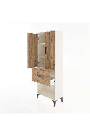 Arges Dolap 3 Raflı Tek Çekmeceli 2 Kapaklı 60x30x163 Aytaşı-Çam