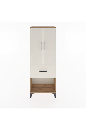 Arges Dolap 3 Raflı Tek Çekmeceli 2 Kapaklı 60x30x163 Çam-Aytaşı