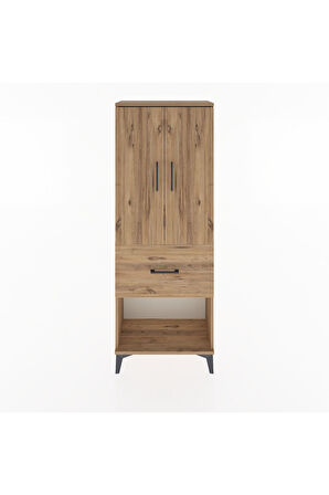 Arges Dolap 3 Raflı Tek Çekmeceli 2 Kapaklı 60x30x163 Çam-Çam