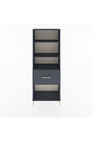 Arges Dolap 3 Raflı Tek Çekmeceli 60x30x163 Antrasit-Antrasit