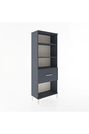 Arges Dolap 3 Raflı Tek Çekmeceli 60x30x163 Antrasit-Antrasit