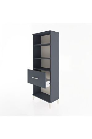 Arges Dolap 3 Raflı Tek Çekmeceli 60x30x163 Antrasit-Antrasit