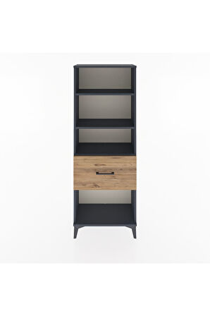 Arges Dolap 3 Raflı Tek Çekmeceli 60x30x163 Antrasit-Çam