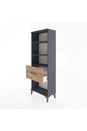 Arges Dolap 3 Raflı Tek Çekmeceli 60x30x163 Antrasit-Çam