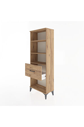 Arges Dolap 3 Raflı Tek Çekmeceli 60x30x163 Çam-Çam