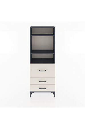 Arges Dolap 3 Raflı 3 Çekmeceli 60x30x163 Antrasit-Aytaşı