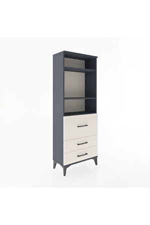 Arges Dolap 3 Raflı 3 Çekmeceli 60x30x163 Antrasit-Aytaşı