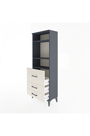 Arges Dolap 3 Raflı 3 Çekmeceli 60x30x163 Antrasit-Aytaşı