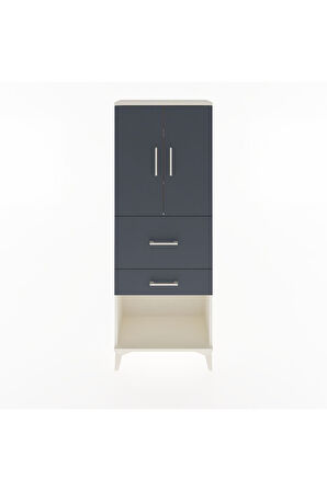 Arges Dolap 3 Raflı 2 Çekmeceli 2 Kapaklı 60x30x163 Aytaşı-Antrasit