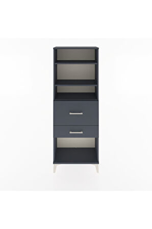 Arges Dolap 3 Raflı 2 Çekmeceli 60x30x163 Antrasit-Antrasit