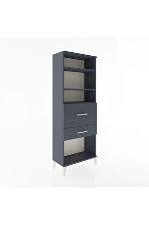 Arges Dolap 3 Raflı 2 Çekmeceli 60x30x163 Antrasit-Antrasit