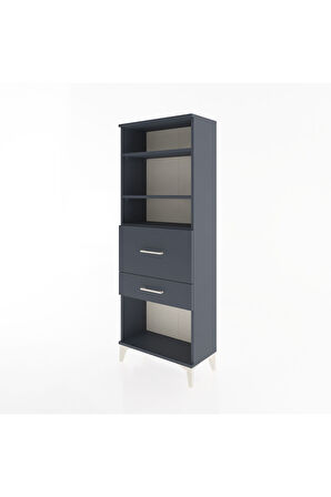 Arges Dolap 3 Raflı 2 Çekmeceli 60x30x163 Antrasit-Antrasit