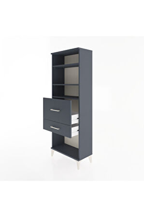 Arges Dolap 3 Raflı 2 Çekmeceli 60x30x163 Antrasit-Antrasit