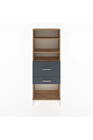 Arges Dolap 3 Raflı 2 Çekmeceli 60x30x163 Çam-Antrasit