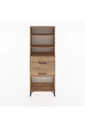 Arges Dolap 3 Raflı 2 Çekmeceli 60x30x163 Çam-Çam