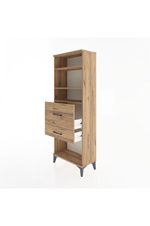 Arges Dolap 3 Raflı 2 Çekmeceli 60x30x163 Çam-Çam