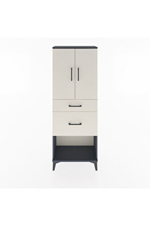 Arges Dolap 3 Raflı 2 Çekmeceli 2 Kapaklı 60x30x163 Antrasit-Aytaşı