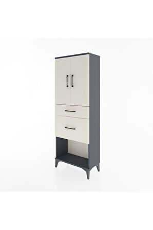 Arges Dolap 3 Raflı 2 Çekmeceli 2 Kapaklı 60x30x163 Antrasit-Aytaşı