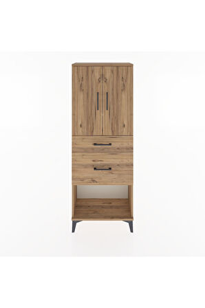 Arges Dolap 3 Raflı 2 Çekmeceli 2 Kapaklı 60x30x163 Çam-Çam
