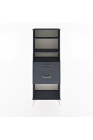 Arges Dolap 3 Raflı 2 Çekmeceli 60x30x163 Antrasit-Antrasit