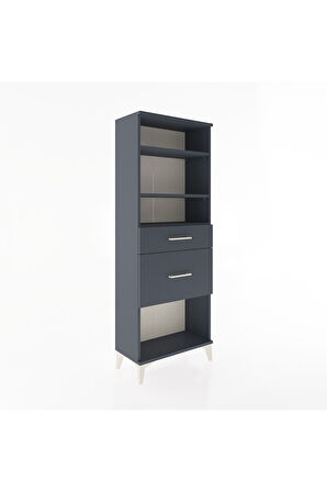 Arges Dolap 3 Raflı 2 Çekmeceli 60x30x163 Antrasit-Antrasit