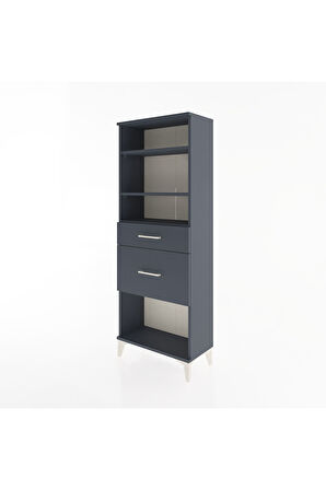 Arges Dolap 3 Raflı 2 Çekmeceli 60x30x163 Antrasit-Antrasit