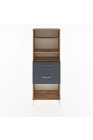 Arges Dolap 3 Raflı 2 Çekmeceli 60x30x163 Çam-Antrasit