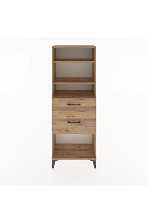 Arges Dolap 3 Raflı 2 Çekmeceli 60x30x163 Çam-Çam