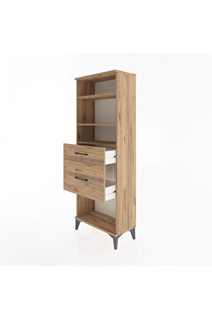 Arges Dolap 3 Raflı 2 Çekmeceli 60x30x163 Çam-Çam