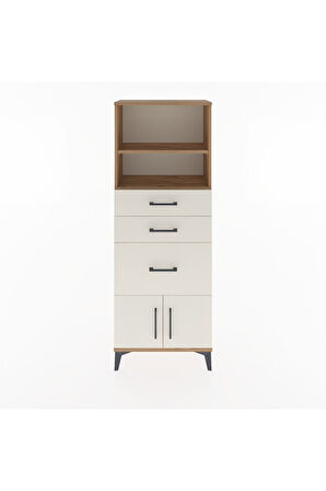 Arges Dolap 2 Raflı 3 Çekmeceli 2 Kapaklı 60x30x163 Çam-Aytaşı