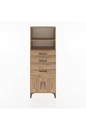 Arges Dolap 2 Raflı 3 Çekmeceli 2 Kapaklı 60x30x163 Çam-Çam