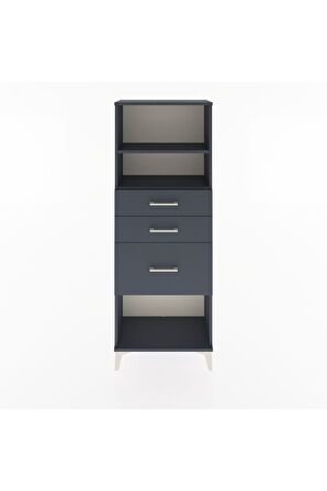 Arges Dolap 2 Raflı 3 Çekmeceli 60x30x163 Antrasit-Antrasit