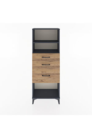 Arges Dolap 2 Raflı 3 Çekmeceli 60x30x163 Antrasit-Çam