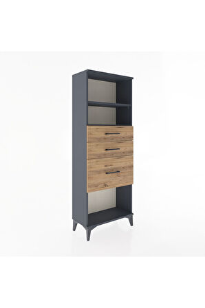 Arges Dolap 2 Raflı 3 Çekmeceli 60x30x163 Antrasit-Çam