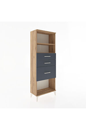 Arges Dolap 2 Raflı 3 Çekmeceli 60x30x163 Çam-Antrasit