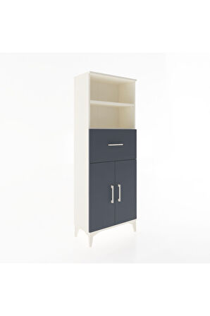 Arges Dolap 3 Raflı Tek Çekmeceli 2 Kapaklı 60x30x163 Aytaşı-Antrasit