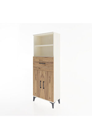 Arges Dolap 3 Raflı Tek Çekmeceli 2 Kapaklı 60x30x163 Aytaşı-Çam
