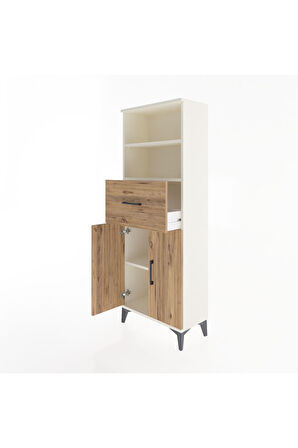 Arges Dolap 3 Raflı Tek Çekmeceli 2 Kapaklı 60x30x163 Aytaşı-Çam